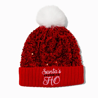 "Santa's Favorite Ho" Sequin Beanie Hat