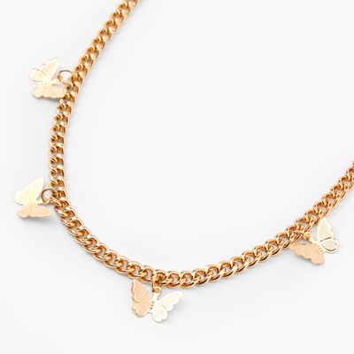 Gold Butterfly Charm Chain Necklace