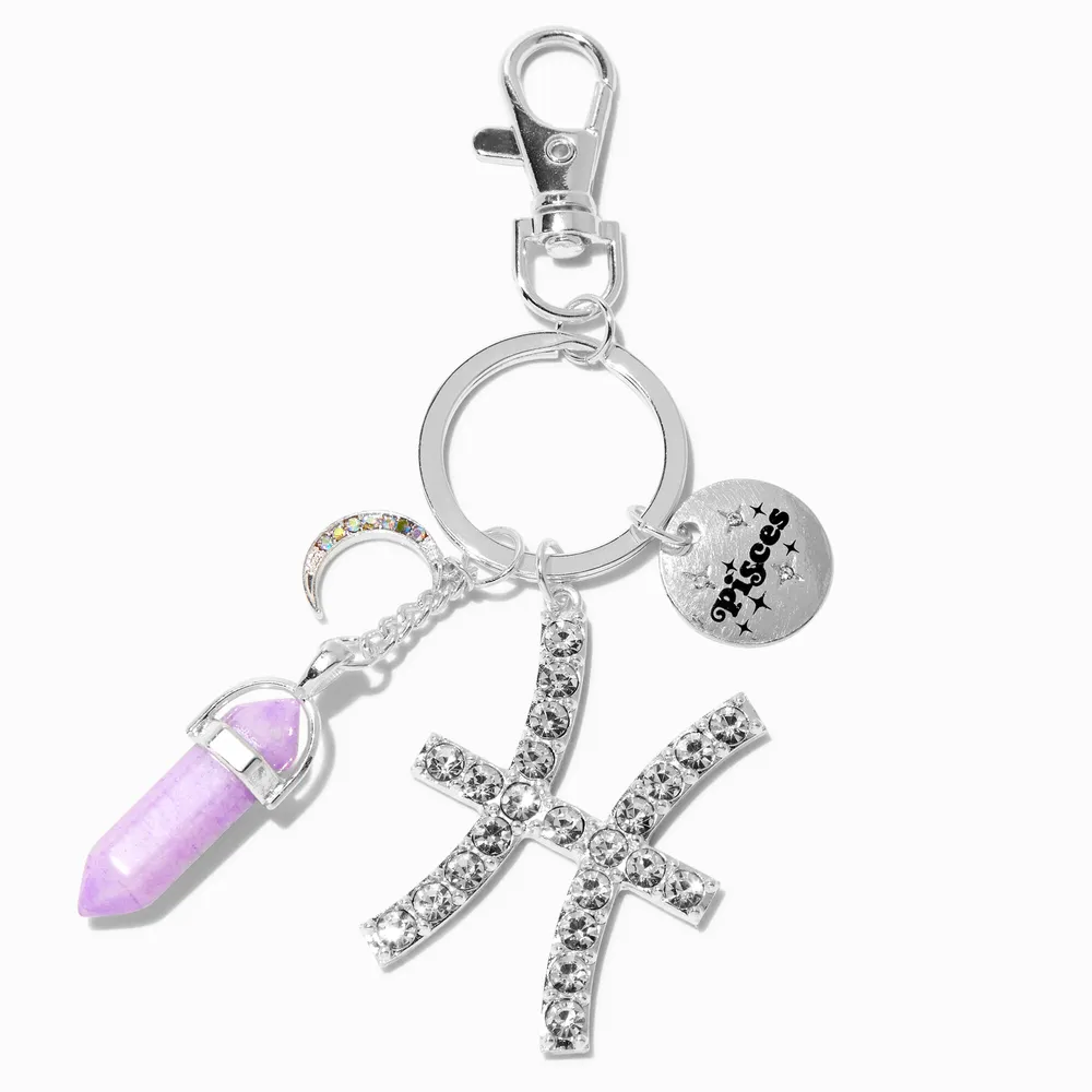 Pisces Mystical Gem Silver Zodiac Keychain