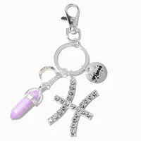 Pisces Mystical Gem Silver Zodiac Keychain