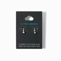 Icing Select Sterling Silver Platinum Tripod Cubic Zirconia Stud Earrings