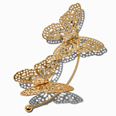 Gold-tone Filigree Double Butterfly Ear Cuff