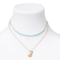 Gold Sand Dollar Ocean Multi Strand Necklace