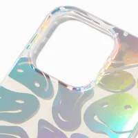 Holographic Happy Face Protective Phone Case - Fits iPhone® 13 Pro