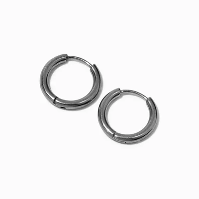 Titanium Black 10MM Tube Hoop Earrings