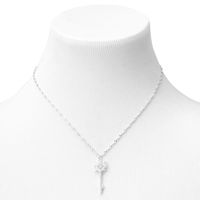 Silver Cubic Zirconia Key Pendant Necklace