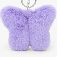 Purple Butterfly Pom Pom Keychain