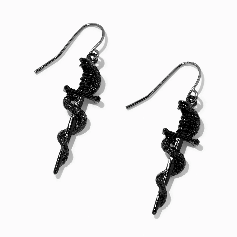 Black Dagger Snake 1" Drop Earrings