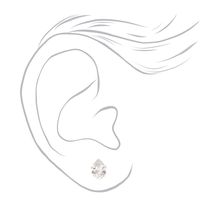 Silver Cubic Zirconia Teardrop Stud Earrings - 5MM