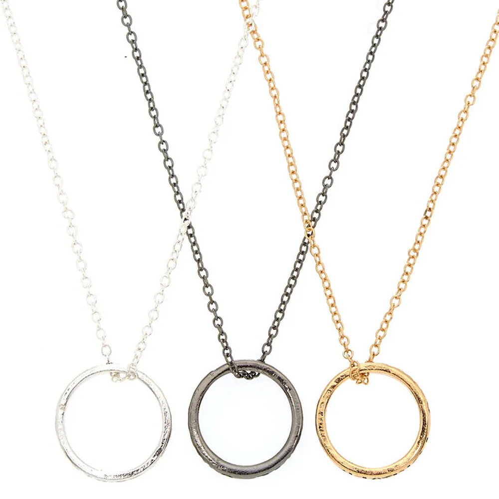 Best Friends Mixed Metal Ring Pendant Necklaces - 3 Pack