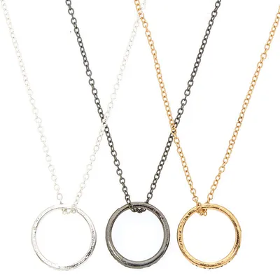 Best Friends Mixed Metal Ring Pendant Necklaces - 3 Pack