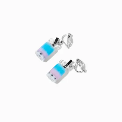 Pink Layered Bubble Tea Clip-On 1" Drop Earrings