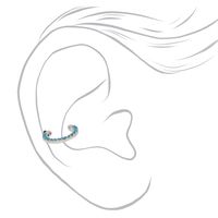 Silver 14G Turquoise Rhinestone Daith Eternity Clicker Earring