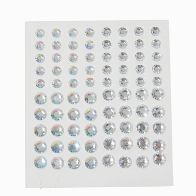 Silver Iridescent Crystal Hair Gems - 80 Pack