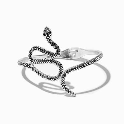 Textured Snake Silver Cuff Bracelet