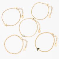 Gold Mystic Charm Chain Bracelets - 5 Pack
