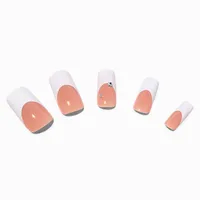 Bling French Tip Long Square Vegan Faux Nail Set - 24 Pack