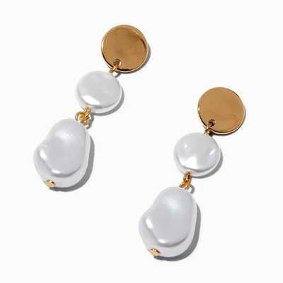 Gold-tone Faux Pearl 1.5" Drop Earrings