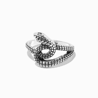 Burnished Silver Textured Snake Knot Ring