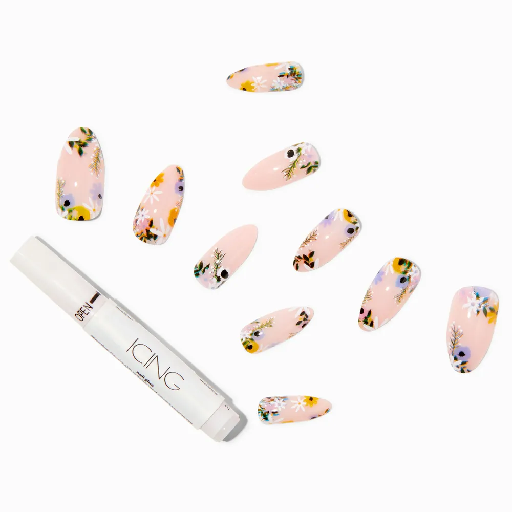 Mini Flower Stiletto Vegan Faux Nail Set - 24 Pack