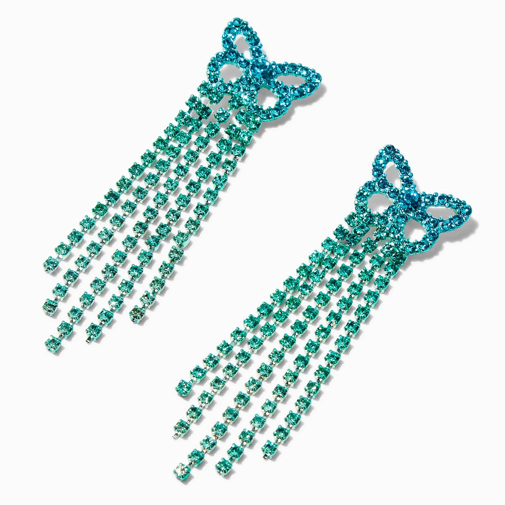 Rhinestone Butterfly Fringe 2" Drop Earrings