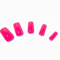 Hot Pink Glossy Long Square Vegan Faux Nail Set - 24 Pack