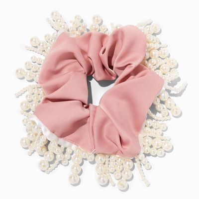 Blush Pink Pearl Fringe Hair Scrunchie