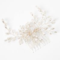 Silver Pearl Flower Hair Comb - White