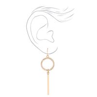 Gold 2.5" Embellished Circle Bar Drop Earrings