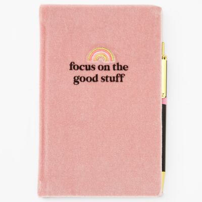 Focus On The Good Stuff Velvet Journal - Pink