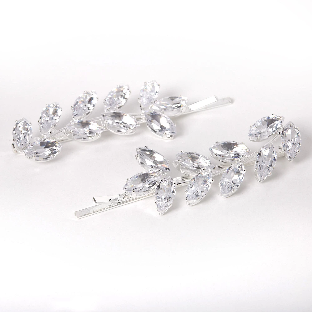 Silver Rhinestone Vine Bobby Pins - 2 Pack