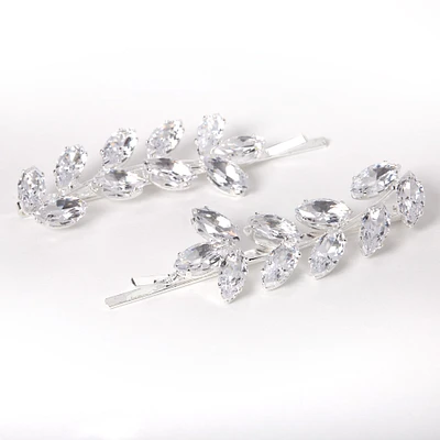 Silver Rhinestone Vine Bobby Pins - 2 Pack