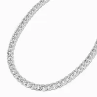 Silver Embellished Chunky Chain Link Necklace