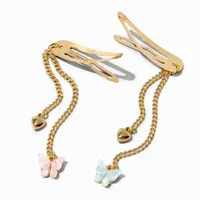 Pastel Butterfly Dangle Snap Hair Clips - 2 Pack