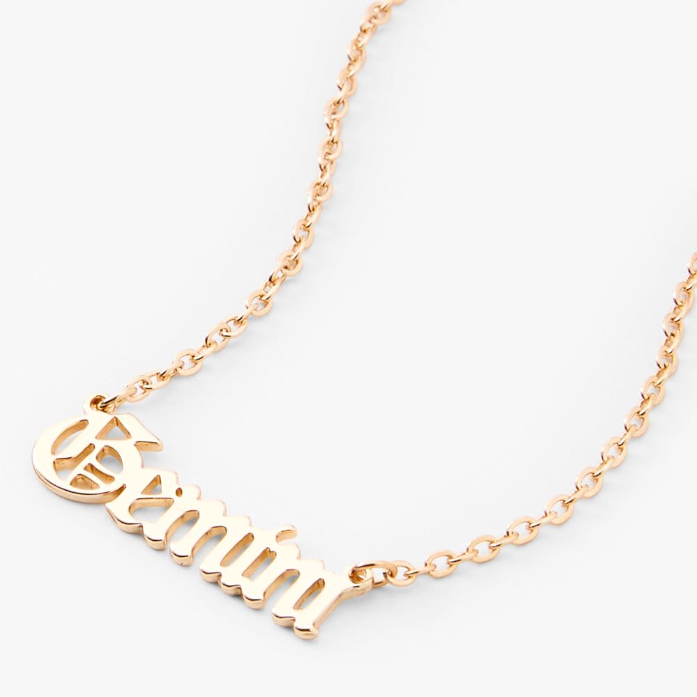Gold Gothic Zodiac Pendant Necklace - Gemini