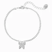 Embellished Butterfly Silver Chain Anklet