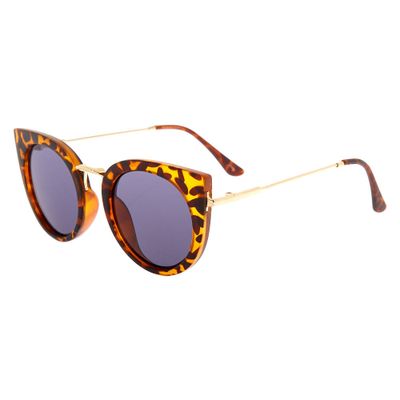 Round Cat Eye Tortoiseshell Sunglasses - Brown