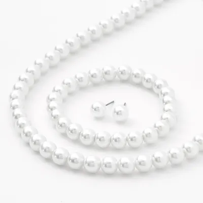 White Pearl Jewelry Set - 3 Pack