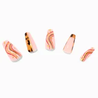 Tortoiseshell Swirl Squareletto Vegan Faux Nail Set - 24 Pack