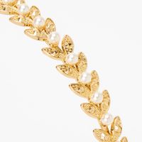 Gold Pearl Studded Leaves Headband