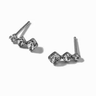Icing Select Sterling Silver Platinum Tripod Cubic Zirconia Stud Earrings