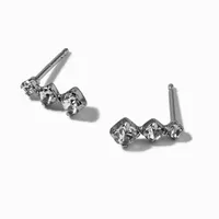 Icing Select Sterling Silver Platinum Tripod Cubic Zirconia Stud Earrings