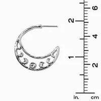 Silver Phases of the Moon Hoop Earrings