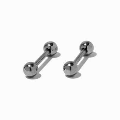 Silver-tone Titanium 14G Nipple Bars - 2 Pack