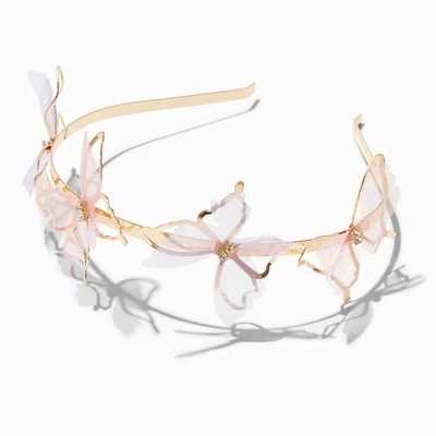 Gold Organza Butterfly Metal Headband