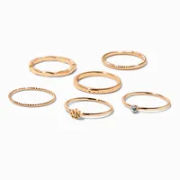 Gold Textured Rings - 6 Pack