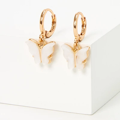 Gold 10MM Butterfly Huggie Hoop Earrings