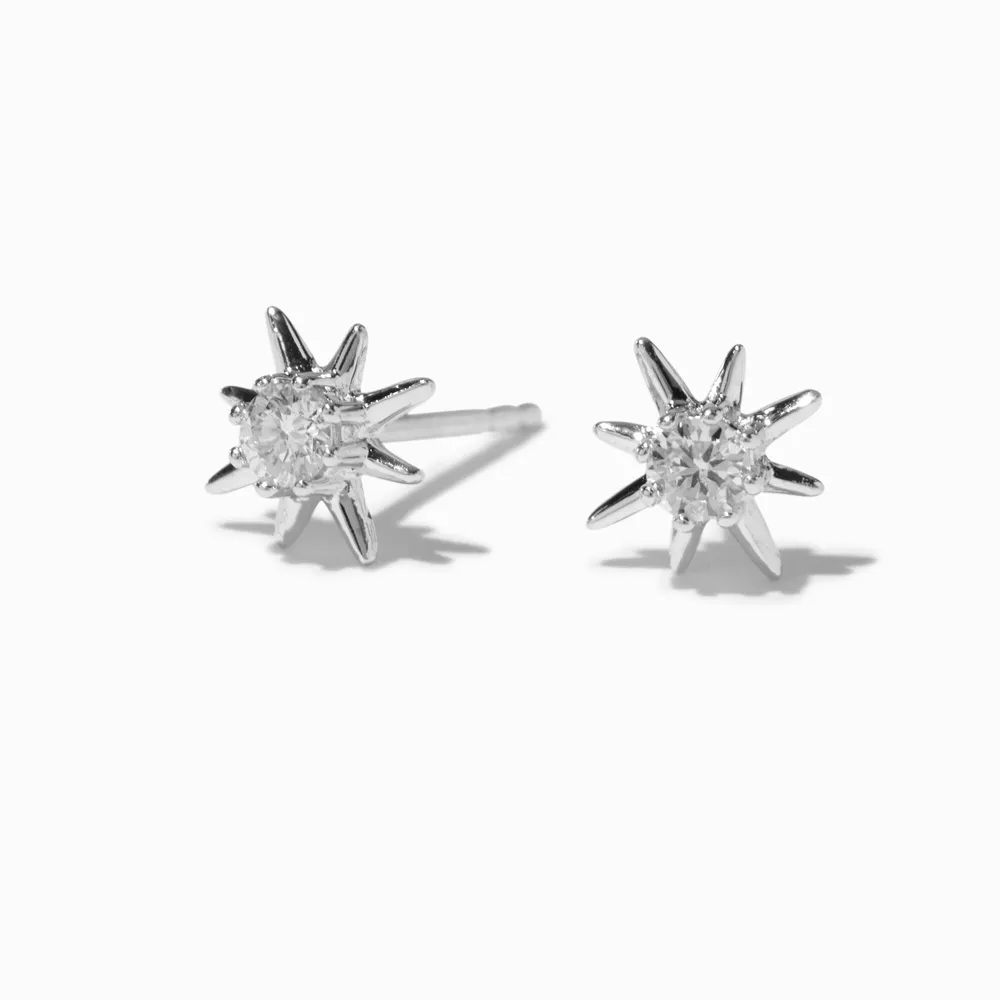 Laboratory Grown Diamond Star Burst Sterling Silver Stud Earrings 0.10 ct. tw.