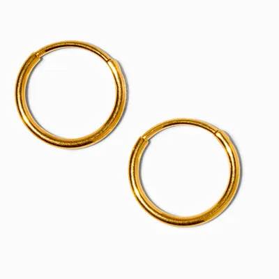 Gold Titanium 10MM Tube Hoop Earrings