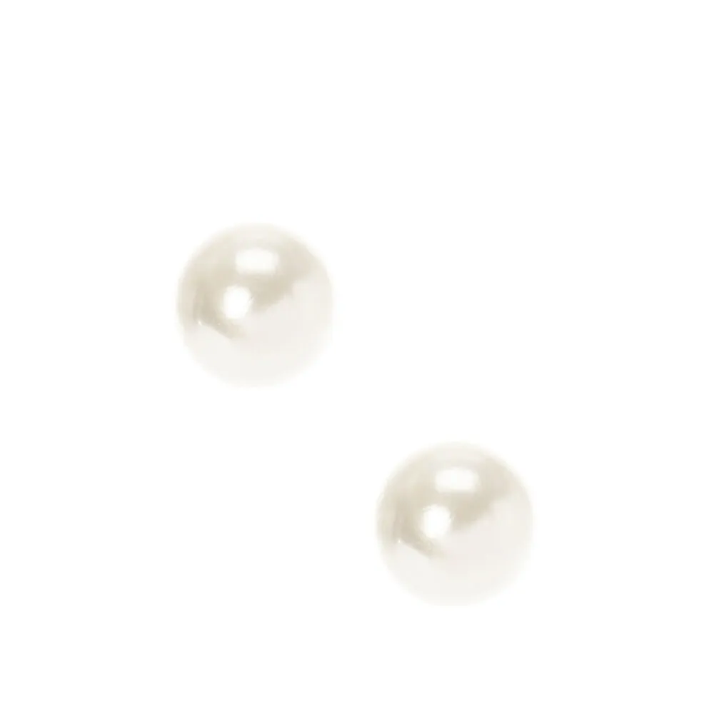 White 8MM Pearl Stud Earrings